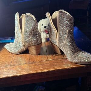 Sincerely Jules Glittering Tan Ankle Boots